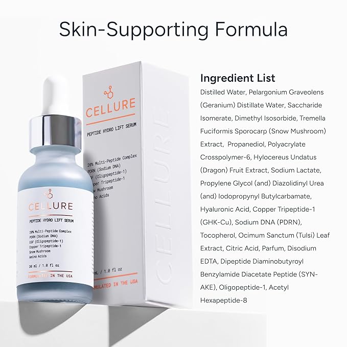 Peptide Hydro Lift Serum – Multi Peptide Firming & Smoothing Face Serum with EGF Growth Factors, Copper Peptides & Hyaluronic Acid, 1.0 fl oz (30 mL)