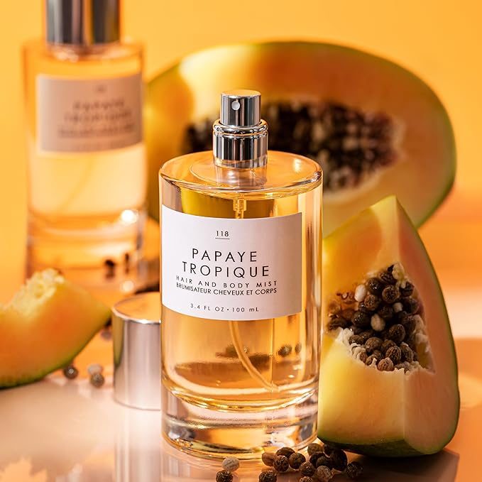 Le Monde Gourmand Papaye Tropique Hair & Body Mist for Women, Hair Perfume & Body Spray, Papaya Jasmine Sandalwood Scent, Vegan & Cruelty Free, 3.4 fl oz (100 ml)