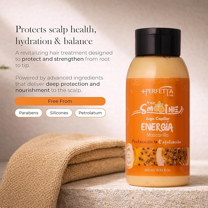 Hair Smoothies Mask - Deep Conditioning Treatment for Dry, Damaged Hair | Hydrates, Repairs & Gently Exfoliates with Natural Oils & Vitamins (Energy)