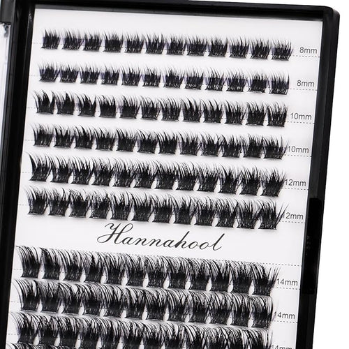 12rows-Large Tray Mixed 8-10-12-14-16mm/Mixed 14-15-16mm/Mixed14mm-16mm/Mixed 18-20mm Wide Stem Individual False Eyelashes Dramatic Black Cluster Eyelashes (Mixed 8-10-12-14-16mm)