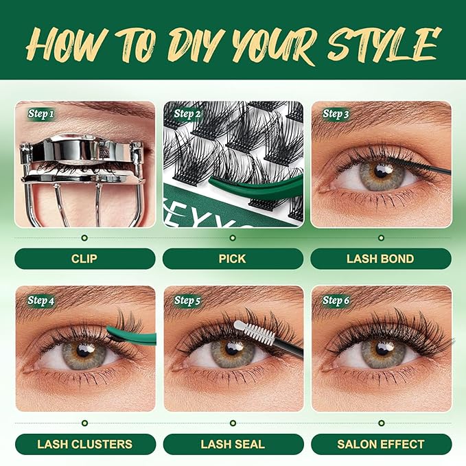 Lash Clusters 96pcs Individual Lashes D Curl 18mm Cluster Lashes KEYYOU Volume Wispy Lash Extension Soft&Comfortable Easy DIY at Home(Y03 D-18mm)