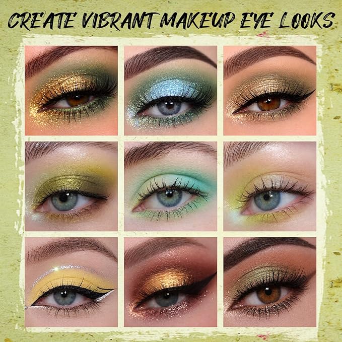 UCANBE 15 Color Eyeshadow Palette Matte Shimmer Metallic, Olive Green Earth Tone Highly Pigmented Long Lasting Blendable Eye Makeup Palette for Natural to Bold Looks
