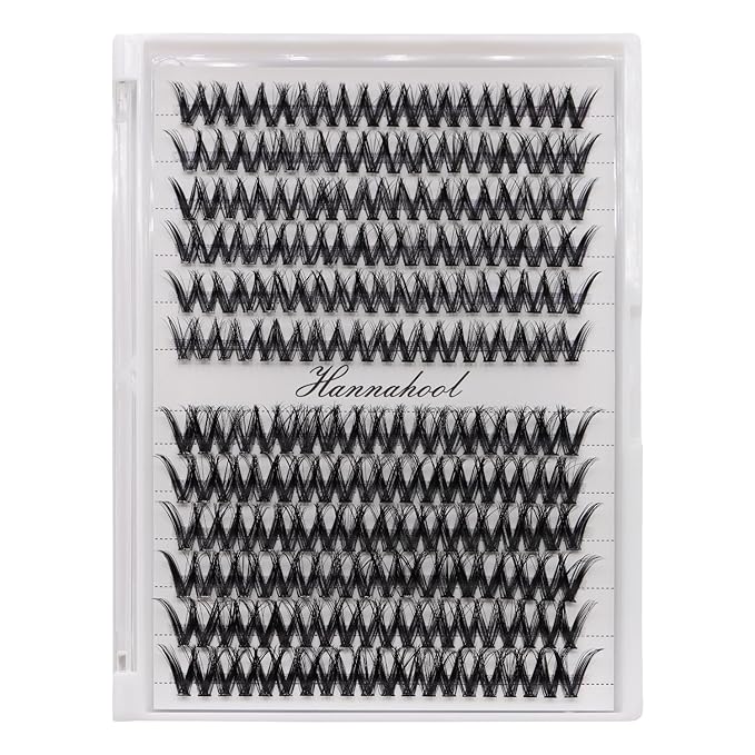 12rows-Large Tray Mixed 8-10-12-14-16mm/Mixed 14-15-16mm/Mixed14mm-16mm/Mixed 18-20mm Wide Stem Individual False Eyelashes Dramatic Black Cluster Eyelashes (MY009-12-14MM)