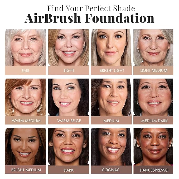 Jerome Alexander MagicMinerals AirBrush Foundation – 2 Piece Set with Airbrush Foundation and Kabuki Brush - Spray Makeup with Anti-aging Ingredients for Smooth Radiant Skin - Fair