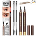 2 Pack 4-Tip Microblading Eyebrow Pen with 2 Brow Brushes, Waterproof Vegan Formula Eyebrow Pencils for Women to Effortlessly Create Natural Hair-Like Strokes, All-Day Wear (Dark Blonde)