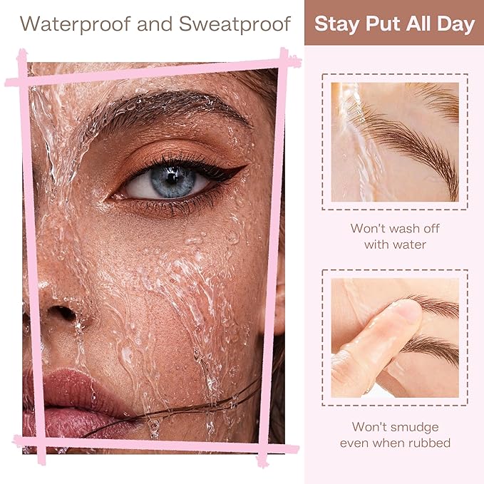 CALAILIS 2-in-1 Eyebrow Pencils for Women, Dual-Ended Liquid Eyebrow Pencil with Microblading 4D and Precise Brush-Tip, Waterproof Stay on All Day, Create Natural Hair-Like Brows (Brown)