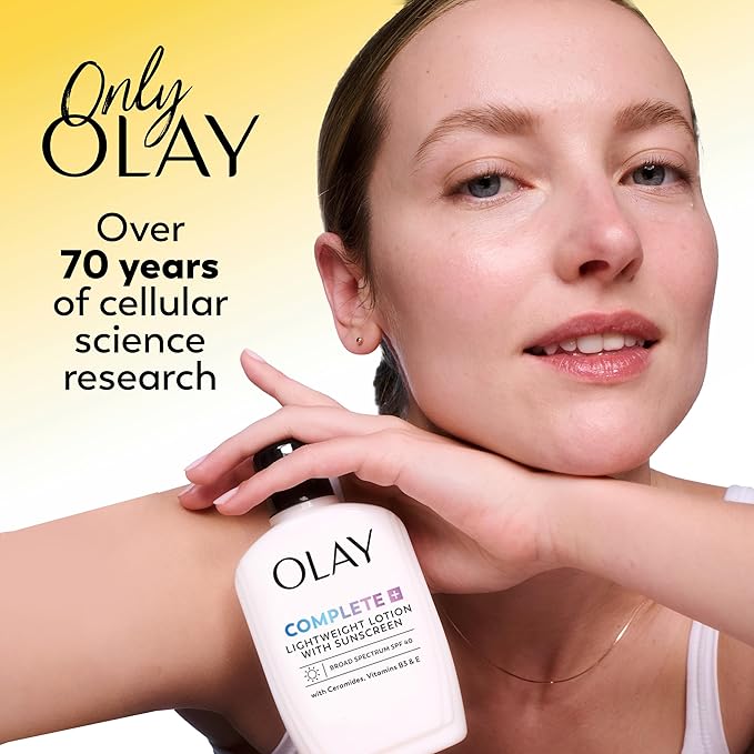 Olay Face Moisturizer,Complete with Sunscreen SPF 30,Fragrance-Free for Sensistive Skin,Broad Spectrum Sun Protection, Long-Lasting Hydration, Non-Comedogenic - Vitamin E & Aloe - 2.5 Oz - (Pack of 4)
