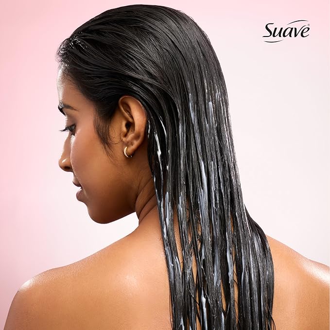 Suave Hydra Gloss Sulfate Free Conditioner with Glycolic Acid & Camellia Flower Oil for Hydrated, Smooth, Glossy Shine, 4 Count, 28 FL OZ