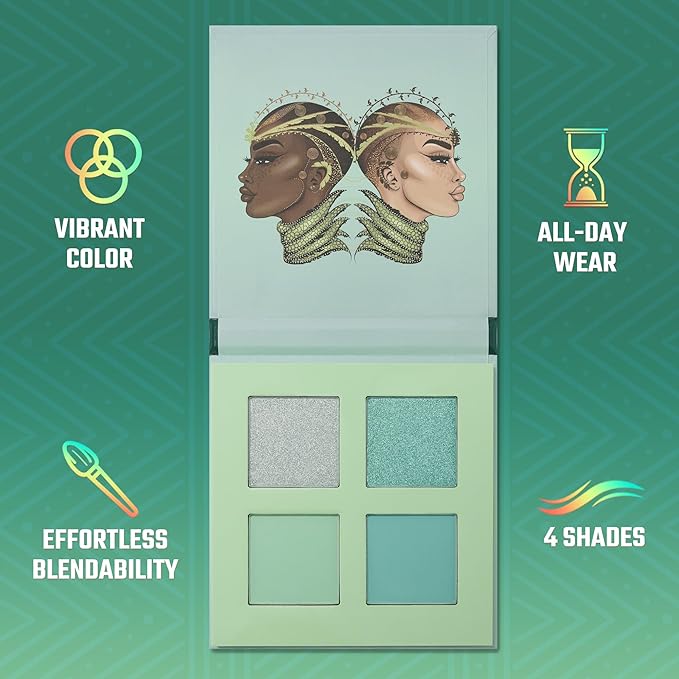 Juvia's Place Rebel Quad Mint Eyeshadow Palette - Shades of 4, Professional Eye Makeup, Pigmented Makeup Palette for Eye Color & Shine, Pressed Eyeshadow Cosmetics