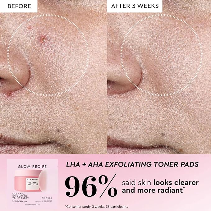 Glow Recipe Toner Pads Kit Trial Set, 12-Piece Korean Toner Pad Kit with Exfoliating, Soothing & Brightening Pads, Fragrance-Free 5-Minute Facial Treatment for Sensitive Skin