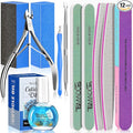 TsMADDTs Nail Manicure Kit with 3 Nail Files, 2 Buffer Blocks, Cuticle Tool with Trimmer, Pusher and Cuticle Oil for Women Nail Care
