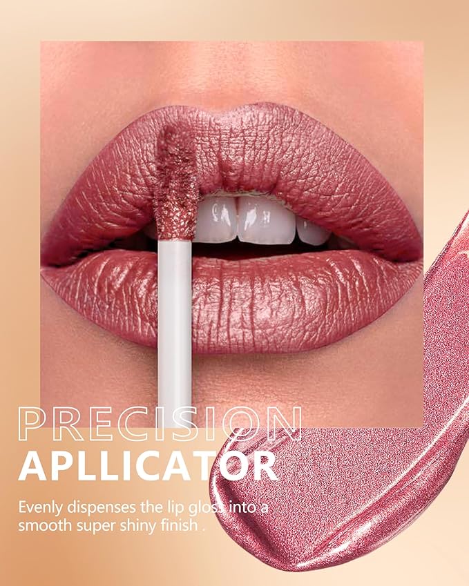 MAKI YIKA Red Lipstick for Women Metallic Lipsticks for Mother Glitter Long Lasting Lipstick No Smudge No Transfer Liquid Lip Gloss (BR03 Be Happy)