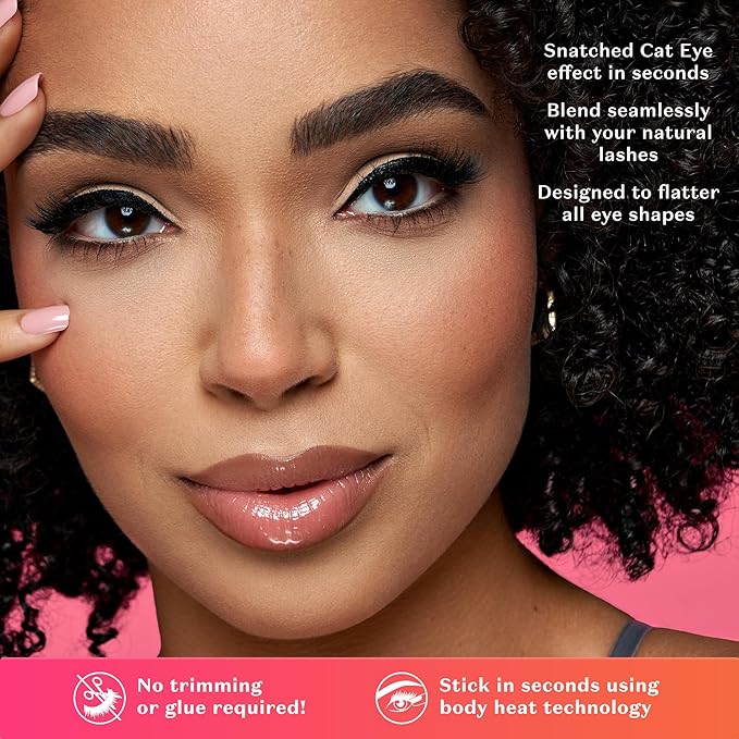 Lilly Lashes Self Adhesive Eyelashes (Half Lashes), No Lash Glue Needed, Body Heat Activated Press on Lashes, Reusable Self Adhesive Eyelashes Up to 5x, Easy to Apply & Remove (DayDreamer)