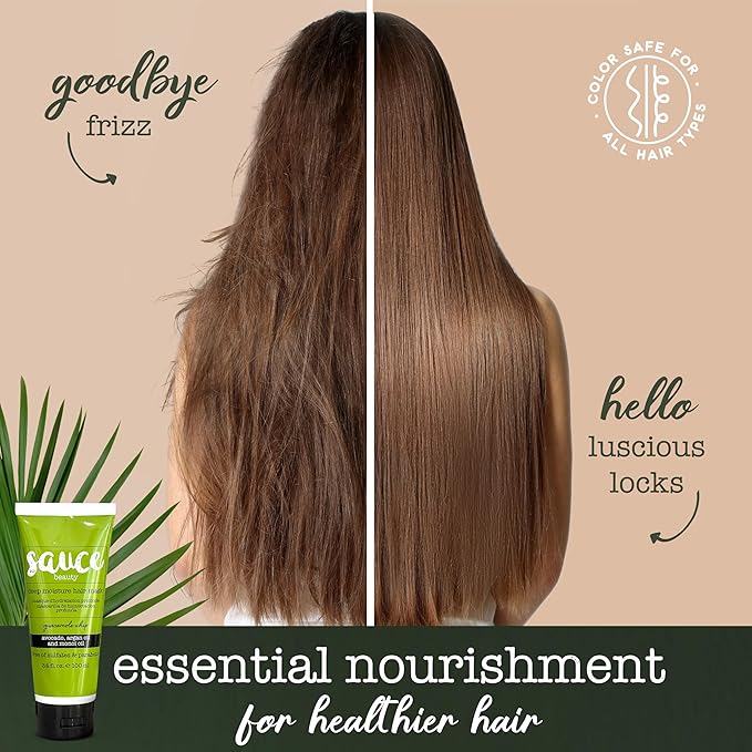 SAUCE Deep Conditioning Hair Mask for Dry Damaged Hair, Guacamole Whip (3.4 Fl Oz) Frizz Control with Avocado, Jarrah Honey, Monoi & Argan Oil, All Hair Types, Paraben & Sulfate-Free
