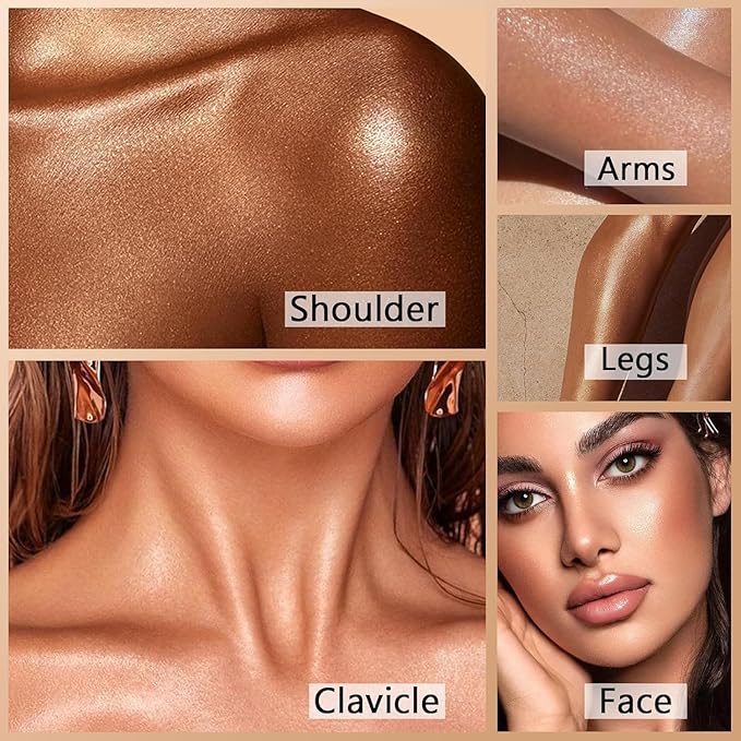Shimmer Body Oil Glistening Bronze Natural Glow Luminizer Highlighter Waterproof Long Lasting Moisturizing for Face and Body
