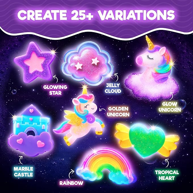 Doctor Jupiter Unicorn Glow Soap Making Kit for Kids, Unicorn Toys for Girls Ages 4-5-6-7-8 | Crafts for Girls, Birthday Gift Ideas for 4+ Year olds | 25+ Soap Recipes
