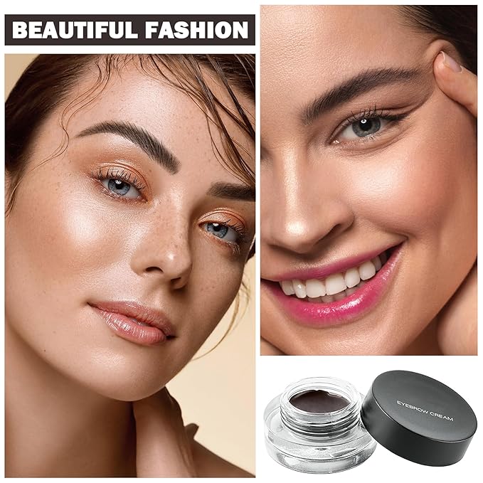 Eyebrow Pomade Cream,Brow Pomade Gel Naturally Long Lasting Waterproof,Delicate and Smooth Eye Brow Makeup Cosmetics with Eyebrow Brush - Walnut
