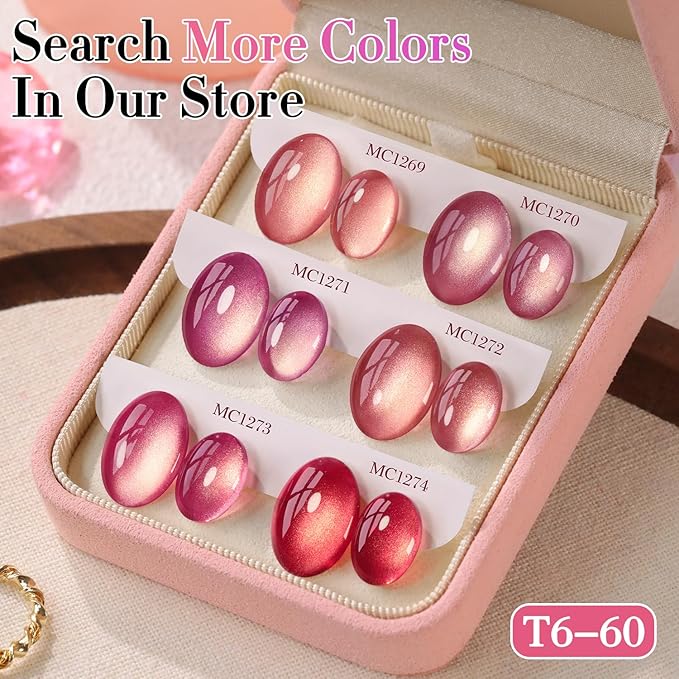 Double Rhythm 0.5 OZ Cat Eye Gel Polish with Magnet 15ML Holographic Glitter Shimmer Translucent Jelly Color Magnetic Nail Polish Salon DIY at Home (Dreamy Cherry Red-MC1274)