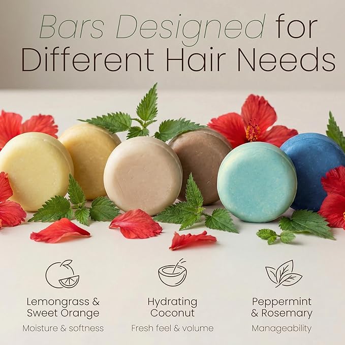Peppermint & Rosemary Natural Hair Conditioner Bar, Organic, Vegan, Volumizing, Hydrating Argan Oil Conditioner for Curly or Straight Hair, Paraben & Sulfate Free, Made in USA - 2.3 oz.
