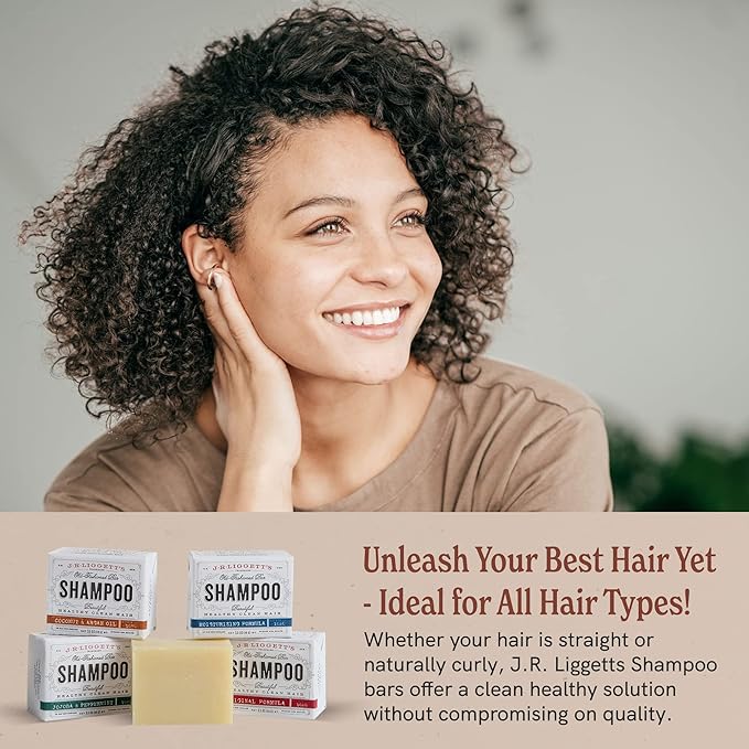 J.R.LIGGETT'S Original Formula, Moisturizing Formula and Coconut & Argan Oil Shampoo Bars - Plant-Based Nourishing Shampoo Bars for All Hair Types - Sulfate-Free for Healthy Hair - 3-Pack
