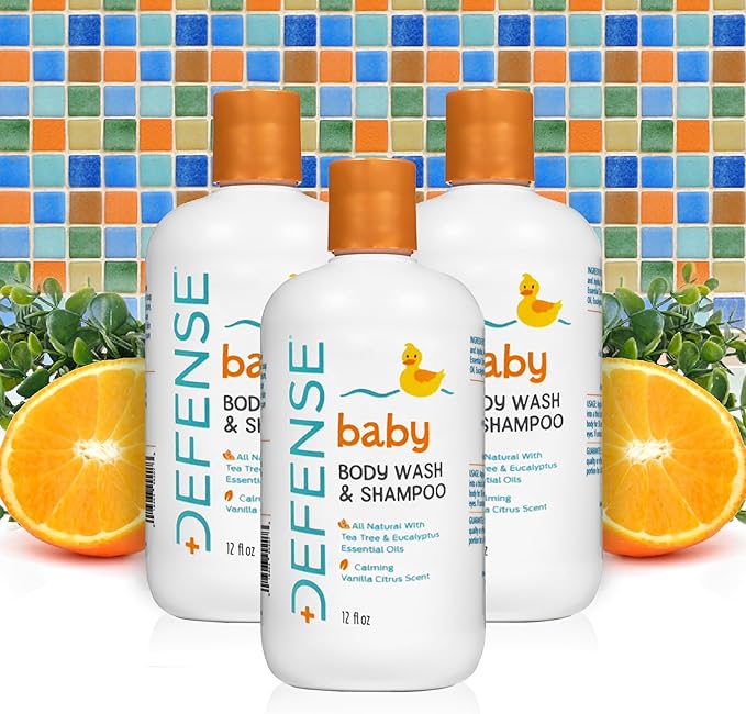 Defense Soap Baby Shampoo and Body Wash with Tea Tree Oil, Coconut Oil, Eucalyptus, Olive Oil & Aloe, 12 Fl Oz (Pack of 2)