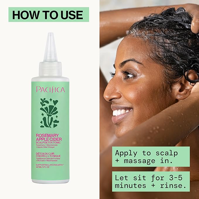 Pacifica Scalp Detox Tonic – Scalp Exfoliator with Glycolic & Salicylic Acid for Clarifying Build Up & Purifying – Infused with Rosemary to Support an Itchy, Dry Head – Vegan & Cruelty-Free – 5 oz