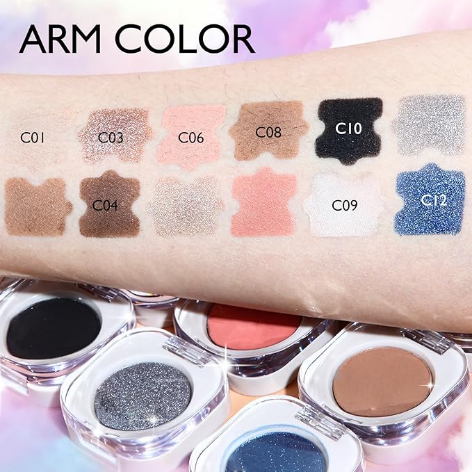 Deep Blue Eyeshadow Palette, Shimmer Eye Shadow Palettes High Pigment Single Neutral Eyeshadow Pressed Powder Lightweight Blendable for Daily Smoky Eye Makeup for Older Women