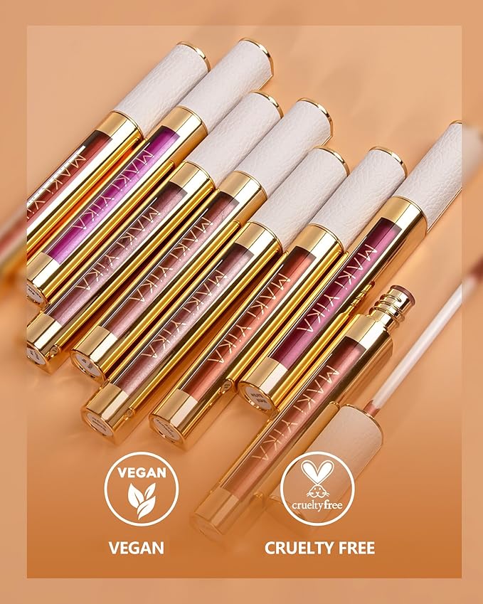 MAKI YIKA Metallic Pink Lipstick for Women Nude Pink Lipsticks Long Lasting Glitter Lipstick for Mother No Smudge No Transfer Liquid Lip Gloss (BR21 Sweet Rose)
