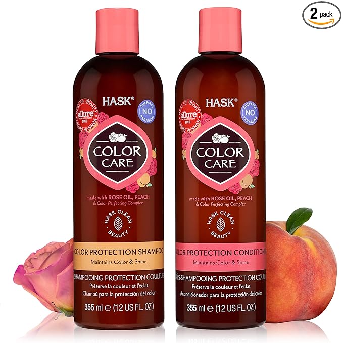 HASK Color Care Shampoo + Conditioner Set for Color-Treated Hair | Sulfate-Free, Paraben-Free, Gluten-Free, Vegan, Cruelty-Free, Color Safe | 12oz each