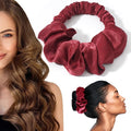 Heatless Hair Curler to Sleep In, Soft Heatless Curling Scrunchie, No Heat Curls for Long Hair, Soft Sleep Hair Roller for Sleep in Overnight Soft Sleep Headband (Burgundy)
