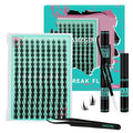 Lash Clusters Kit 160PCS Fairy Eyelash Clusters Kit with Lash White Bond and Seal,Eyelash Glue Remover and Applicator, Manga Eyelashes Wide Stem Cluster Eyelashes Extensions Kit(Lily,C-Mix10-18mm)