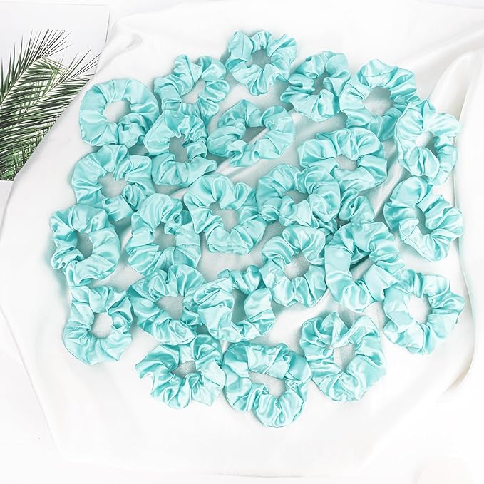 Silk Satin Scrunchies for Women Girls 24 PCS Hair Scrunchies Silk Satin Hair Ties for Thick Hair Bulk Hair Ties Hair Accessories