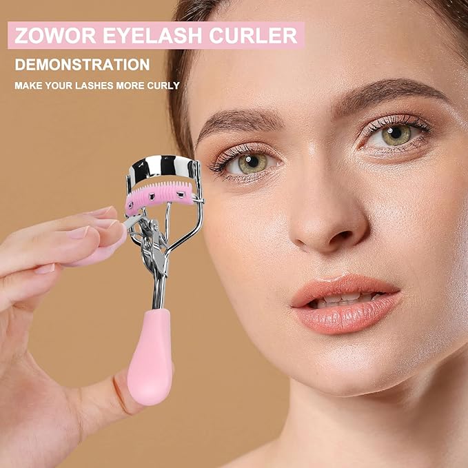 Eyelash Curler with Comb Fit All Eye Shape Curved Eyelash Curlers,Natural and Long Lasting Lash Curler for Women Make Up Gift(Pink)