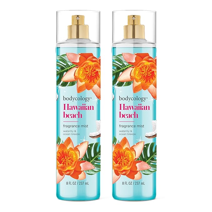 Bodycology Long-Lasting Fragrance Body Mist, Hawaiian Beach, 8 fl oz (Pack of 2)