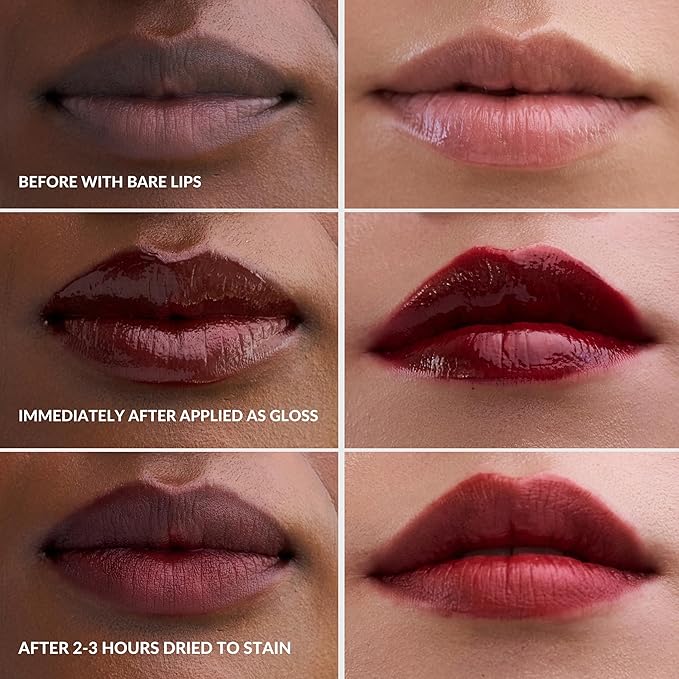 Mango People Hydrating Glossy Fruit Lip Stain, Long Lasting Tint & Oil Stain, Lightweight Lip Makeup with High-Shine Finish for Soft, Smooth and Nourished Lips - Beet Juice
