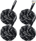AmazerBath Loofah Sponge 75g/Piece, Loofah for Men Body Scrubber - Bath Sponge Loofa Set of 4 Black (Large)