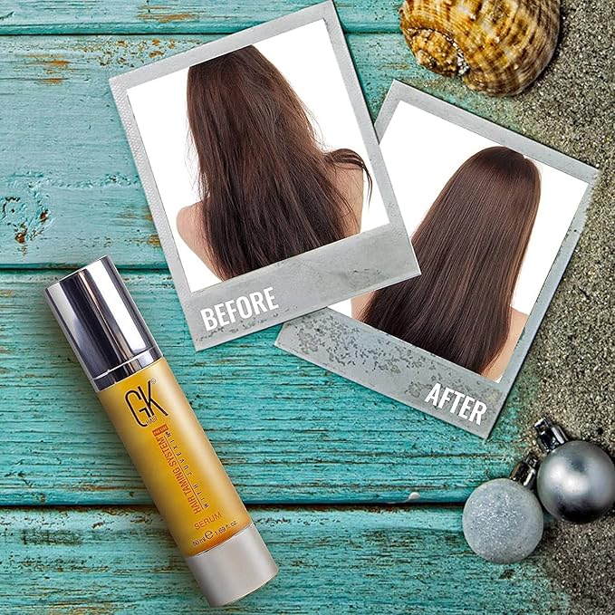 GKHAIR Smoothing Serum - 100% Pure Organic Argan Oil Hydrating Strength Shine Dry Damaged Repair Anti-Frizz Moistures Nourishment & Weightless Styling All Hair Types