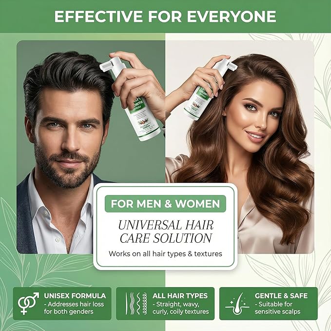 Rosemary and Rice Water Spray for Hair Growth with Biotin & Caffeine - Strengthening Scalp Treatment for Thinning Hair, Dryness & Itch Relief - Vegan & Non-Greasy Hair Spray, 2fl.oz/60ml