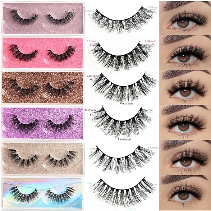 APCYUST Wispy Lashes Bulk 30 Pairs Natural Volume Eyelashes Mixed Styles Wholesale Cat Eye & Doll Eye Strip Lash Sets Short Thick Fluffy False Mink Eyelash Strips Full Fake Pestañas Postizas