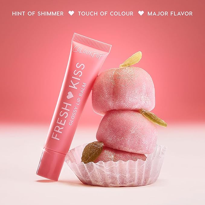 ColourPop Fresh Kiss Glossy Lip Balm - Hydrating Lip Care Enriched with Peptides + Hyaluronic Acid - Pearlescent Shimmer Finish - Vegan + Cruelty-Free - Peach Mochi (0.49 oz)