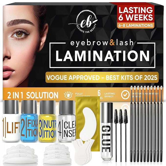 Elevate the Beauty Lash and Eyebrow Lamination Kit | Brow and Lash Lamination Kit | 2-in-1 Professional Brow Lamination Kit for DIY & Salon Use | Fuller Brows & Lifted Lashes up to 8 Weeks