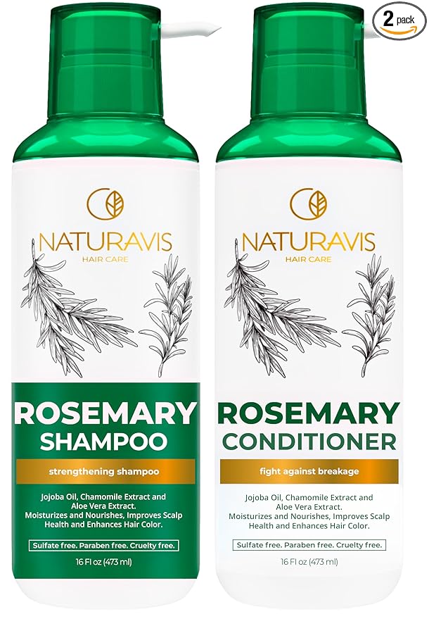 Rosemary Shampoo and Conditioner Set - Sulfate Free Cleanse for Flaky, Dry Scalp - Volume Boost for Thin and Fine Hair - Thickening Salon Professional Formula - For Women and Men - 16 Fl Oz (Set of 2)