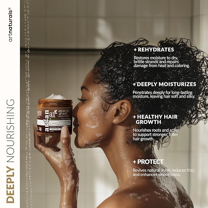 Artnaturals Hair Mask for Dry, Damaged Hair - Deep Conditioning Treatment – Argan Oil & Jojoba Treatment – Repair Mask for Curly, Frizzy Color-Treated Hair, For Hydrating Growth Repair Moisturizing