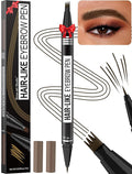 Microblading Eyebrow Pen - Eyebrow Pencil Magical 2-in-1 Dual-Ended Waterproof Eye Brow Pencils for Women with 4-Fork-Tip & Precise Brush-Tip for Natural Hair Like Strokes, Last All-Day, Black Brown