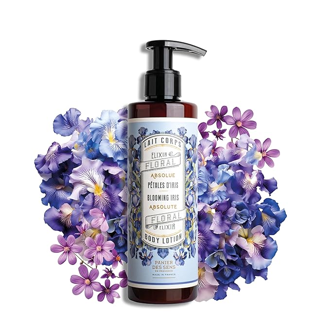 Panier des Sens – Iris Hand & Body Lotion for Dry Skin - Hydrating Body Cream for Women - Nourishing Fluid Body Moisturizer Shea Butter & Olive Oil - 97% Natural Ingredients Body Care - 8.45 Floz