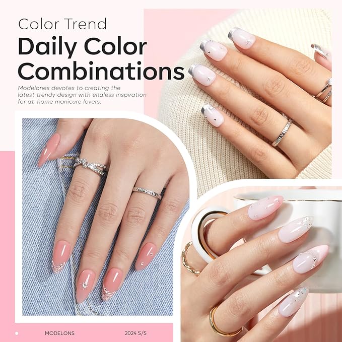 modelones Base Coat Builder Nail Gel, 2 Pcs Cover Nude and Rose Pink Gel Builder for Thickening Apex Building 8-in-One Rubber Color Base Polish Extension LED Lamp Cured 10 ml DIY Home Salon