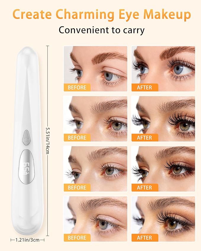 Heated Eyelash Curler for Women - 10s Fast Heating, 4 Adjustable Temp (131℉ - 185℉), LED Display, 24H Long-Lasting Curling Eye Lash Curler, Ergonomic Design, Travel-Friendly Makeup Tool Gift, White