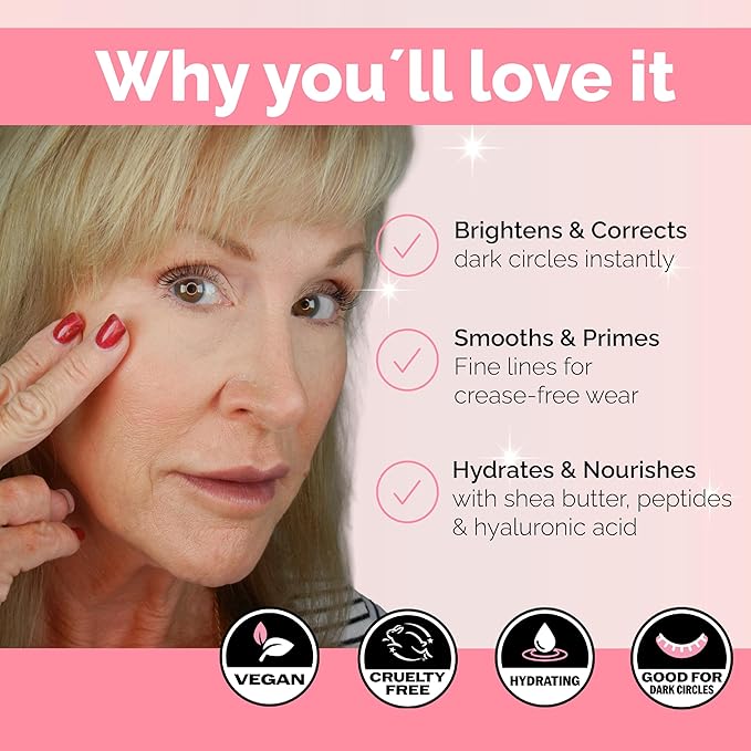 Elizabeth Mott Thank Me Later Under Eye Brightener & Primer – Hydrating Color Corrector and Concealer Primer for Dark Circles – Smooth Base for Mature Skin – Lightweight Formula, Light Shade 5ml