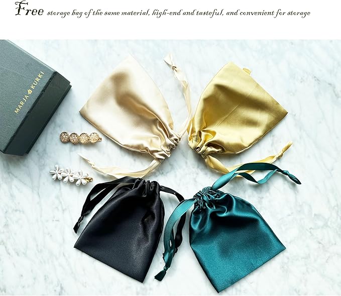 [3 Pack] QSYW Sleep Masks, Satin Eye Mask for Sleeping - Silky Eye Masks Bulk with Storage Bag & Elastic Strap,Silvery