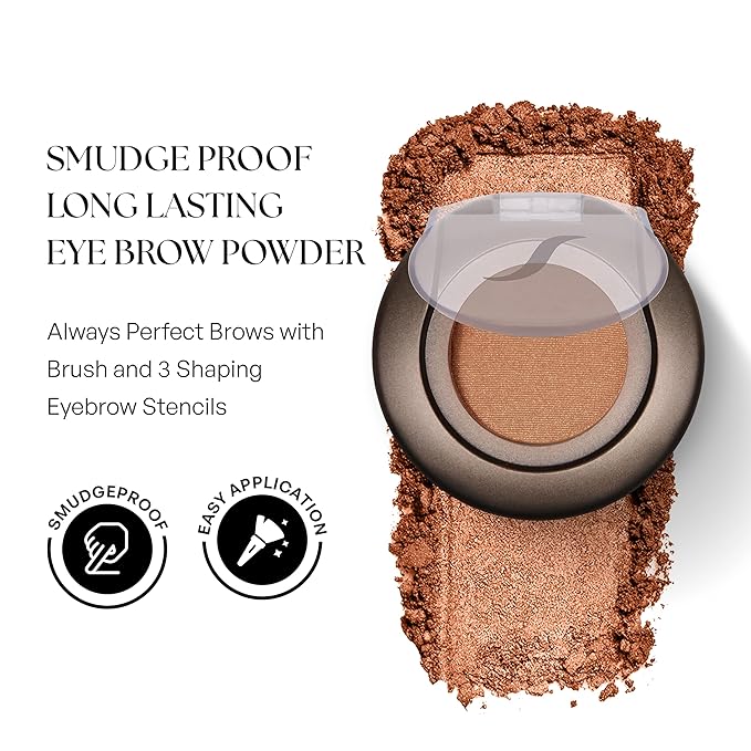 SORMÉ Smudge Proof Long Lasting Eye brow Powder for Women - Always Perfect Brows with Brush and 3 Shaping Eyebrow Stencils (Fine, Medium, Full) - Finest Color Pigment Eyebrow Filler - Dark Brown
